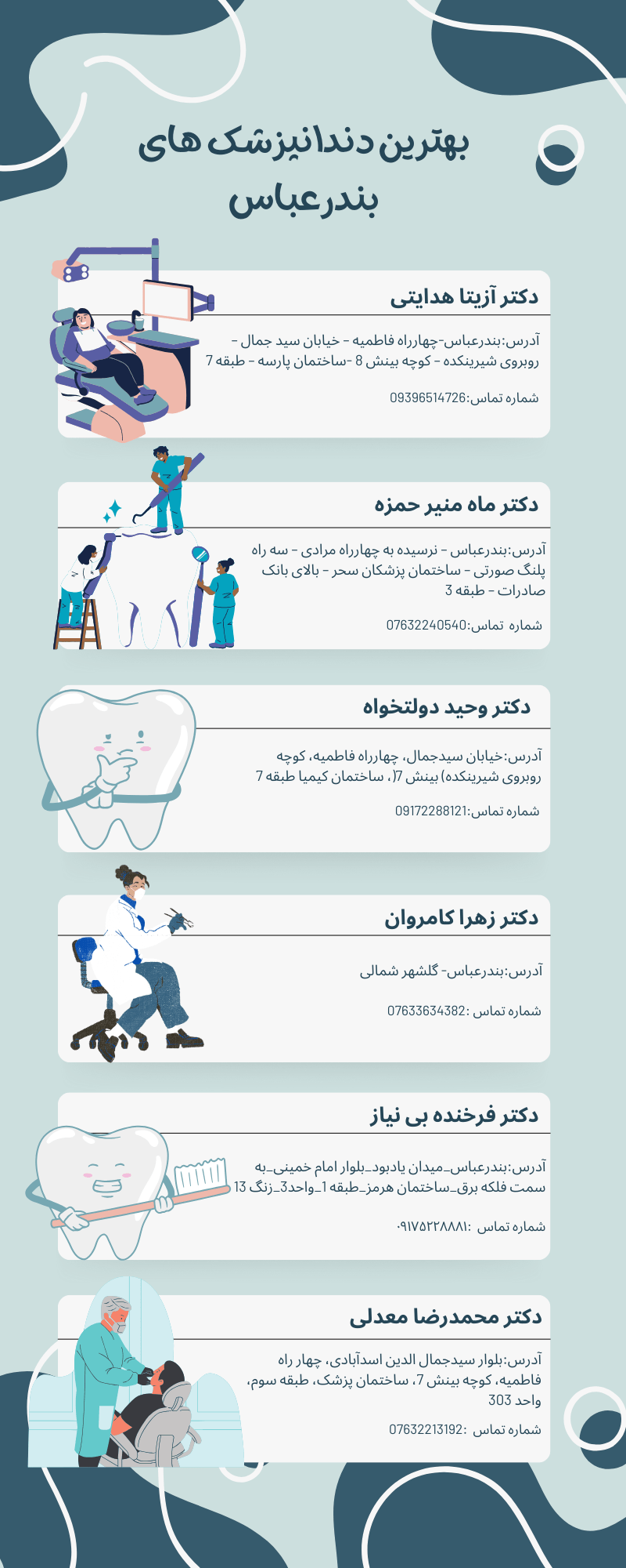 لیست دندان پزشک های بندرعباس