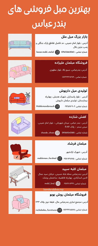 بهترین مبل فروشی های بندرعباس